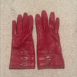 Merona Red Leather Gloves with Buckle Detail